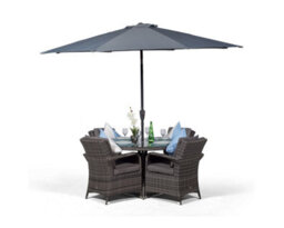That's Furniture Arizona Round 4 Seater Rattan Patio Dining Set - Grey - thumbnail 2