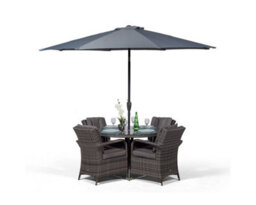 That's Furniture Arizona Round 4 Seater Rattan Patio Dining Set - Grey - thumbnail 3
