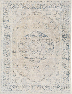 Livabliss Lillian-Washable Grey Blue Traditional Vintage Boho Living Dining Rug 200 X 275 Cm Easy Care, Non Shedding - image 1