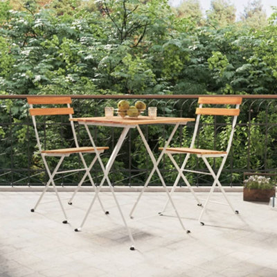 Berkfield 3 Piece Folding Bistro Set Solid Wood Acacia And Steel - image 1