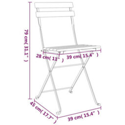 Berkfield 3 Piece Folding Bistro Set Solid Wood Acacia And Steel - thumbnail 9