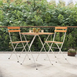 Berkfield 3 Piece Folding Bistro Set Solid Wood Acacia And Steel - thumbnail 1