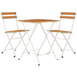 Berkfield 3 Piece Folding Bistro Set Solid Wood Acacia And Steel - thumbnail 3