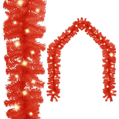 Berkfield Christmas Garland With Led Lights 10 M Red - image 1
