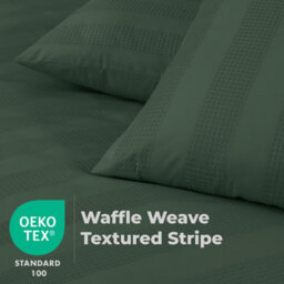 MHG Textiles Waffle Stripe Duvet Cover Set - Soft 200Tc Polycotton Blend, Hotel Quality Bedding - (Single, Turquoise) - thumbnail 4