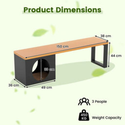 150 Cm Long Outdoor Metal Bench3-Person Seating - thumbnail 2
