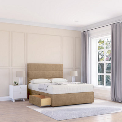 "Sloomy 5Ft Texas Divan Bed Base Mink Naples ,4 Drawers & 26"" Struts Headboard - King" - image 1