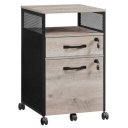 Songmics Filing Cabinet, Mobile File Cabinet With 2 Lockable Drawers, Office Cabinet On Wheels, Heather Greige And Ink Black - thumbnail 2