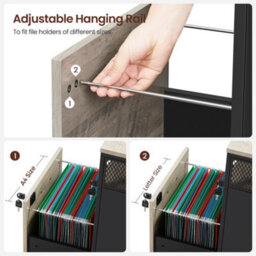 Songmics Filing Cabinet, Mobile File Cabinet With 2 Lockable Drawers, Office Cabinet On Wheels, Heather Greige And Ink Black - thumbnail 5