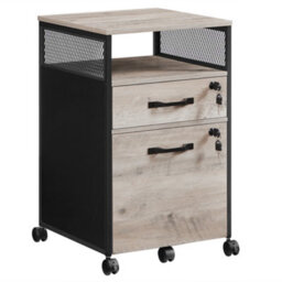 Songmics Filing Cabinet, Mobile File Cabinet With 2 Lockable Drawers, Office Cabinet On Wheels, Heather Greige And Ink Black - thumbnail 3