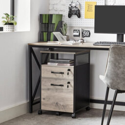 Songmics Filing Cabinet, Mobile File Cabinet With 2 Lockable Drawers, Office Cabinet On Wheels, Heather Greige And Ink Black - thumbnail 4