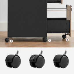 Songmics Filing Cabinet, Mobile File Cabinet With 2 Lockable Drawers, Office Cabinet On Wheels, Heather Greige And Ink Black - thumbnail 7