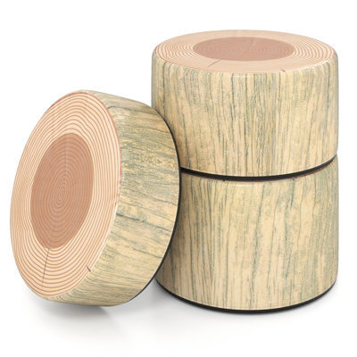 Gainoom 3-Piece Natural Tree Stump Stool Set Kids Floor Cushions Toddlers Round Stool Ottoman W/wood Printing Nature Decoration - image 1