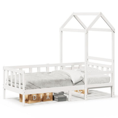 Berkfield Versatile Day Bed With Roof Without Mattress White 80X200 Cm Solid Wood