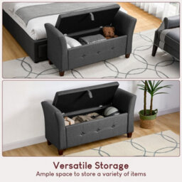 Lassic Vida Designs Seville Storage Ottoman Dark Grey Linen Storage Ukfr Bench Chest Bedroom Living Room  - thumbnail 5