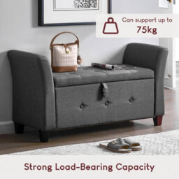 Lassic Vida Designs Seville Storage Ottoman Dark Grey Linen Storage Ukfr Bench Chest Bedroom Living Room  - thumbnail 6