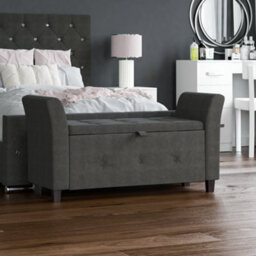 Lassic Vida Designs Seville Storage Ottoman Dark Grey Linen Storage Ukfr Bench Chest Bedroom Living Room 