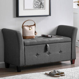 Lassic Vida Designs Seville Storage Ottoman Dark Grey Linen Storage Ukfr Bench Chest Bedroom Living Room  - thumbnail 3