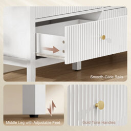 Homcom Fluted Chest Of Drawers 6 Drawer Dresser For Bedroom Hallway White - thumbnail 6
