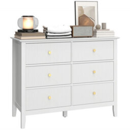 Homcom Fluted Chest Of Drawers 6 Drawer Dresser For Bedroom Hallway White - thumbnail 2