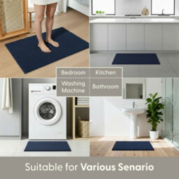 Keplin Non-Slip Microfiber Bath & Toilet Mat - 50Cm X 80Cm - Navy - thumbnail 7