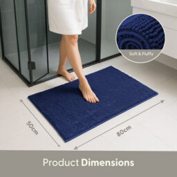Keplin Non-Slip Microfiber Bath & Toilet Mat - 50Cm X 80Cm - Navy - thumbnail 2