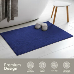 Keplin Non-Slip Microfiber Bath & Toilet Mat - 50Cm X 80Cm - Navy - thumbnail 3