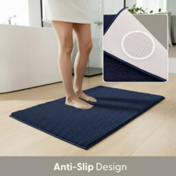 Keplin Non-Slip Microfiber Bath & Toilet Mat - 50Cm X 80Cm - Navy - thumbnail 5