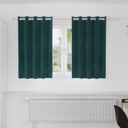 Berkfield Blackout Curtains With Eyelets 2 Pcs Dark Green Velvet