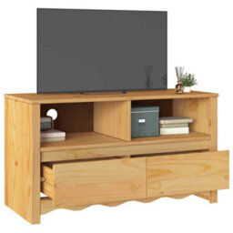 "Berkfield Modern Tv Cabinet ""drammen"" 99X43X55 Cm Solid Wood Pine" - thumbnail 3