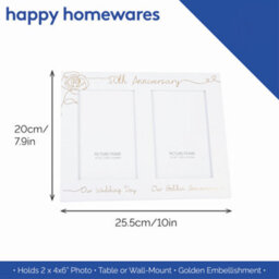 Happy Homewares Beautiful Double Picture Frame For 50Th Wedding Anniversary - Gold Foil Text - thumbnail 6