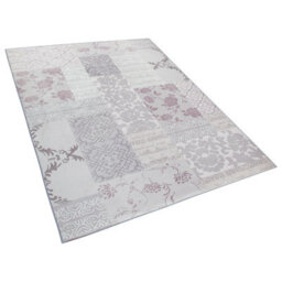 Beliani Low-Pile Polyester Rug 160 X 230 Cm - Faded Floral-Geometric Grey Vintage Design - thumbnail 3