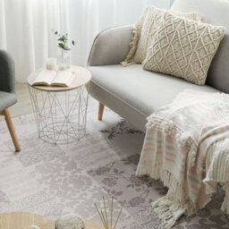 Beliani Low-Pile Polyester Rug 160 X 230 Cm - Faded Floral-Geometric Grey Vintage Design - thumbnail 2