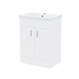 Nes Home Nanuya 600mm Freestanding White Ceramic Basin Sink Vanity Mdf Unit - thumbnail 5