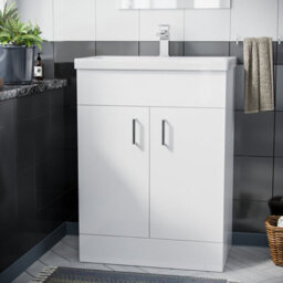 Nes Home Nanuya 600mm Freestanding White Ceramic Basin Sink Vanity Mdf Unit - thumbnail 2