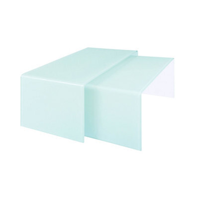 Orsina Nest Of 2 Aqua Green Bent Glass Coffee Tables - image 1