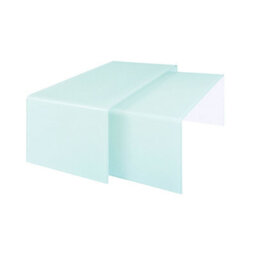 Orsina Nest Of 2 Aqua Green Bent Glass Coffee Tables