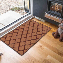 Machine Washable Trellis Design Anti Slip Doormats Beige 160X220 Cm