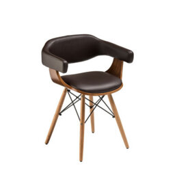 Orsina Leather Effect Beech Wood Legs Chair, Backrest Breakfast Chair, Footrest Living Bar Chair - thumbnail 1