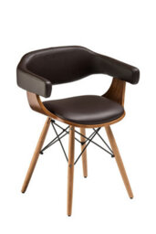 Orsina Leather Effect Beech Wood Legs Chair, Backrest Breakfast Chair, Footrest Living Bar Chair - thumbnail 3