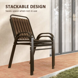 Outsunny Stackable Patio Bistro Set, 3 Pieces Garden Furniture Set, Brown - thumbnail 5