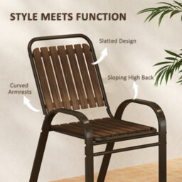 Outsunny Stackable Patio Bistro Set, 3 Pieces Garden Furniture Set, Brown - thumbnail 7