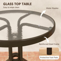 Outsunny Stackable Patio Bistro Set, 3 Pieces Garden Furniture Set, Brown - thumbnail 6
