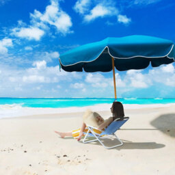 Songmics Adjustable Beach Chair, Folding Outdoor Seat With Armrests And Breathable Fabric, Blue