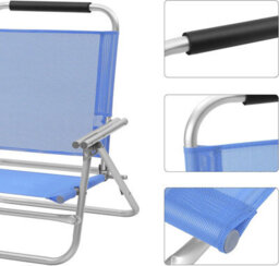 Songmics Adjustable Beach Chair, Folding Outdoor Seat With Armrests And Breathable Fabric, Blue - thumbnail 5