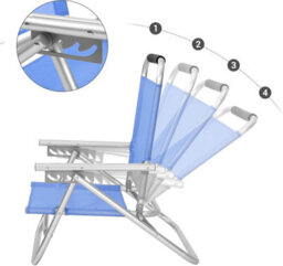 Songmics Adjustable Beach Chair, Folding Outdoor Seat With Armrests And Breathable Fabric, Blue - thumbnail 3