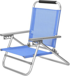 Songmics Adjustable Beach Chair, Folding Outdoor Seat With Armrests And Breathable Fabric, Blue - thumbnail 7