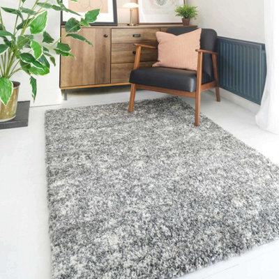 Loomed Super Soft Silver Grey Mottled Shaggy Area Rug 160X230Cm - image 1