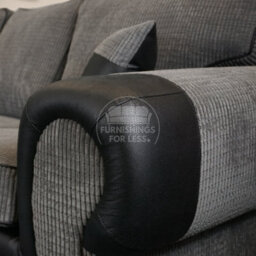 Furnishings For Less UK Large Portland  Black And Grey Fabric And Leather 5 Seater L Shaped Corner Sofa Range Roll Arm Fullback - thumbnail 4