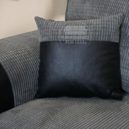 Furnishings For Less UK Large Portland  Black And Grey Fabric And Leather 5 Seater L Shaped Corner Sofa Range Roll Arm Fullback - thumbnail 5